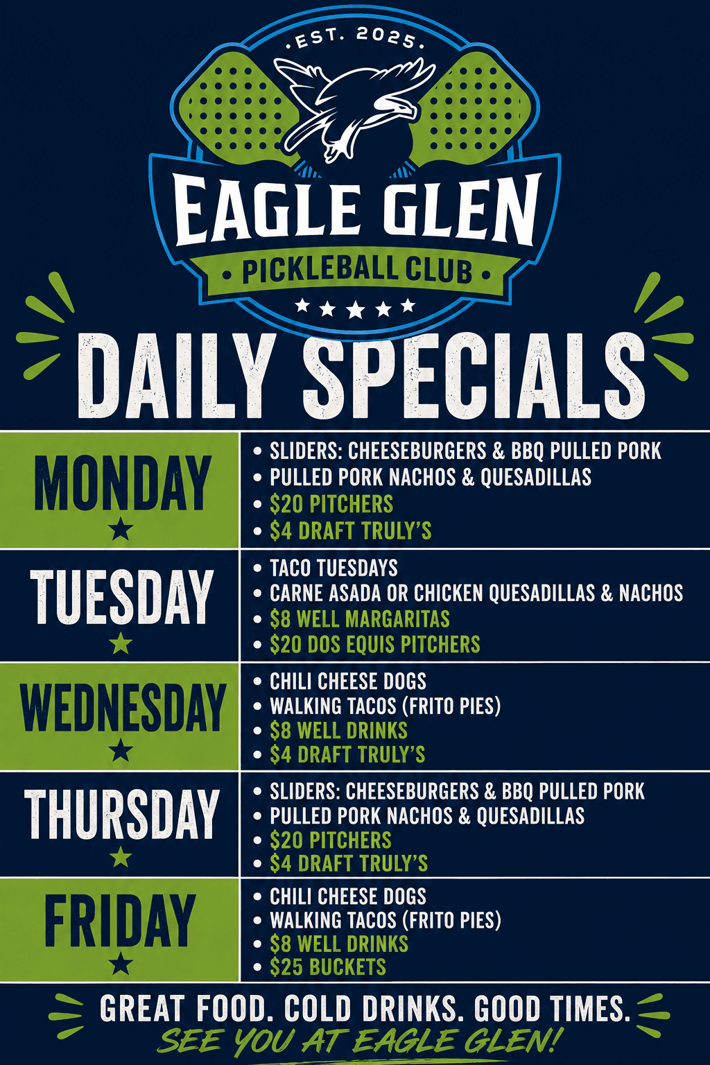 EG Courtside Cafe Menu